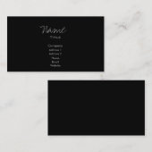 Schwarze Visitenkarten Trendy Minimal Visitenkarte (Vorne/Hinten)