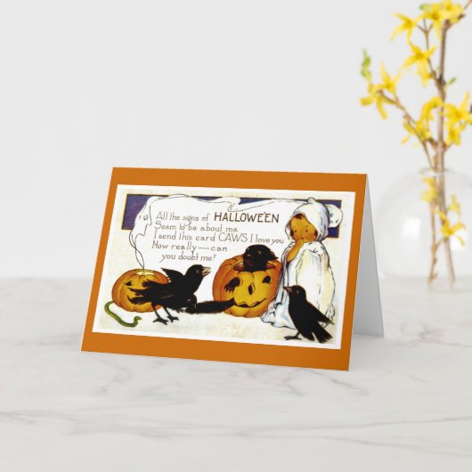 Schwarze Vögel Karte (Gelbe Blume)