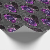 Schwarze Vögel und Lila Rose Geschenkpapier (Ecke)