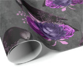 Schwarze Vögel und Lila Rose Geschenkpapier (Rolleneckpunkt)