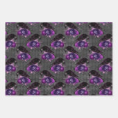 Schwarze Vögel und Lila Rose Geschenkpapier Set (Vorderseite 2)