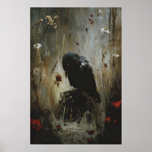Schwarze Vogel Wandkunst Druckbar, Vintage Tier Wa Poster