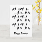 Schwarze Vögel zum Geburtstag Karte (Gelbe Blume)