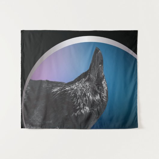 Schwarze Vogelbild Wandteppich (Vorderseite (Horizontal))