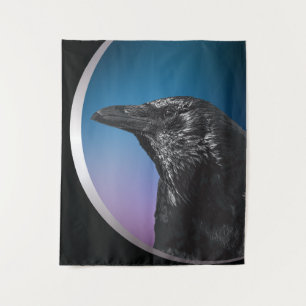 Schwarze Vogelbild Wandteppich