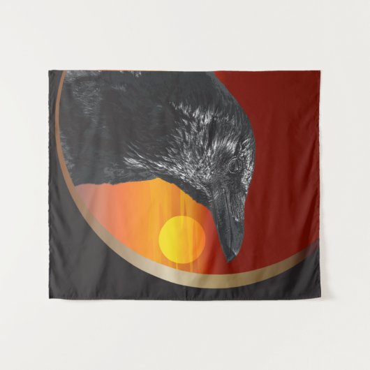 Schwarze Vogelbild Wandteppich (Vorderseite (Horizontal))