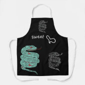 Schwarze Volldruckschlange Sweet, Medium Schürze (Vorderseite)