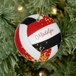 Schwarze Volleyball-Mädchen nennen winzige Goldsta Keramik Ornament