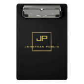 Schwarze Vorlage aus Gold Monogram elegant Moderne Mini Klemmbrett (Vorderseite)
