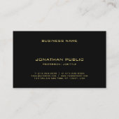 Schwarze Vorlage für Creative Modern Gold Monogram Visitenkarte (Rückseite)