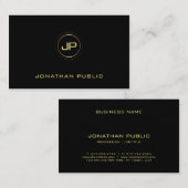 Schwarze Vorlage für Creative Modern Gold Monogram Visitenkarte (Vorne/Hinten)