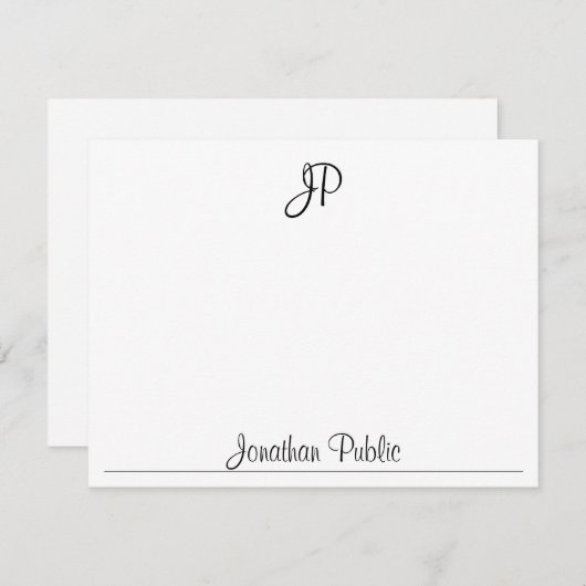 Schwarze Vorlage für handgeschriebene Text-Monogra (Vorne/Hinten)