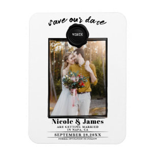 Schwarze Wachssiegel Foto-Hochzeit "Save the Date" Magnet