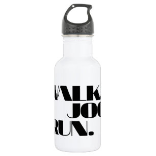 SCHWARZE WALK JOG RUN (Schriftart CHUNKY) Trinkflasche