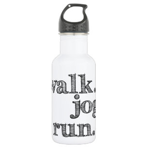 SCHWARZE WALK JOG RUN (Schriftart GELADEN) Trinkflasche