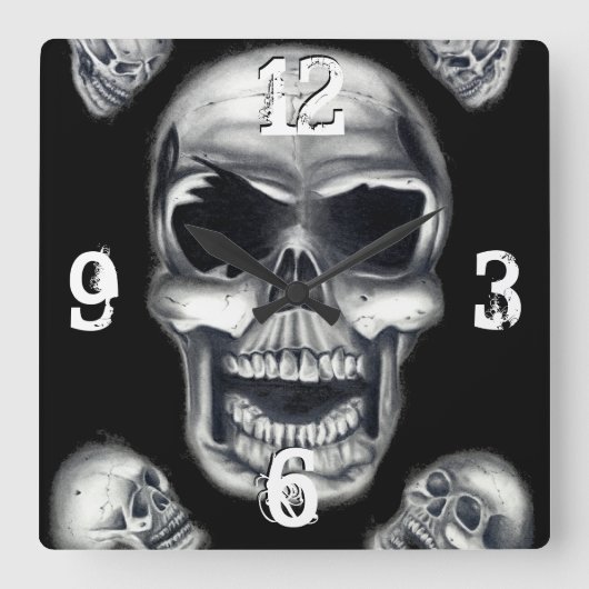 Schwarze Wall-Uhr Quadratische Wanduhr (Vorderseite)