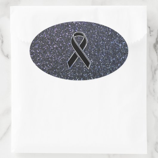 Schwarze Wandverkleidung Ovaler Aufkleber (Tasche)