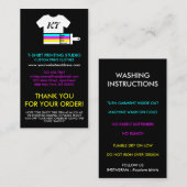 Schwarze Wärmeübertragung Vinyl Bekleidung waschen Visitenkarte (Vorne/Hinten)