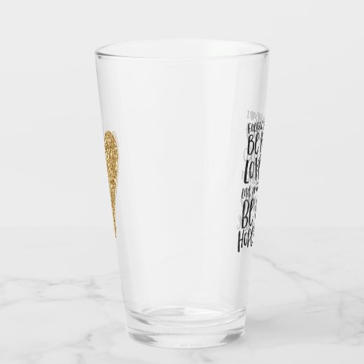 Schwarze Wasserfarbe Inspirative Worte Gold Herz Glas (Rechts)