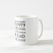 Schwarze Wasserfarbe Inspirative Worte Gold Herz Kaffeetasse (VorderseiteRechts)