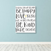 Schwarze Wasserfarbe Inspirative Worte Gold Herz Leinwanddruck (Insitu (Holzboden))