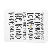 Schwarze Wasserfarbe Inspirative Worte Gold Herz Magnet (Horizontal)