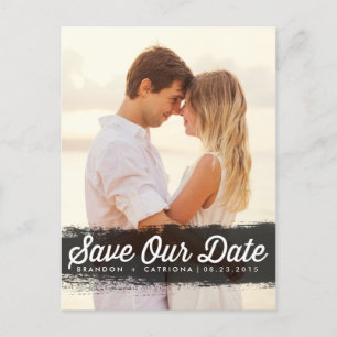 SCHWARZE WASSERFARBE   SAVE THE DATE POSTCARD ANKÜNDIGUNGSPOSTKARTE