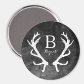 Schwarze Wasserfarbe und Rustikale Hirschgeflechte Magnet (Vorderseite/Rückseite)