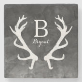 Schwarze Wasserfarbe und Rustikale Hirschgeflechte Steinuntersetzer (Vorderseite)