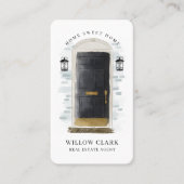 Schwarze Wasserfarbenfront Tür Real Anwesen Agent Visitenkarte (Vorderseite)