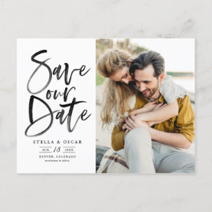 Schwarze Wasserfarbenpinselkalligraphie Rette unse Ankündigungspostkarte