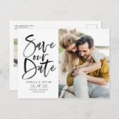 Schwarze Wasserfarbenpinselkalligraphie Rette unse Ankündigungspostkarte (Vorne/Hinten)