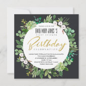 SCHWARZE WASSERFARBSCHEIBE JEDEN GEBURTSTAG EINLADUNG (Vorderseite)