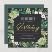 SCHWARZE WASSERFARBSCHEIBE JEDEN GEBURTSTAG EINLADUNG (Vorne/Hinten)