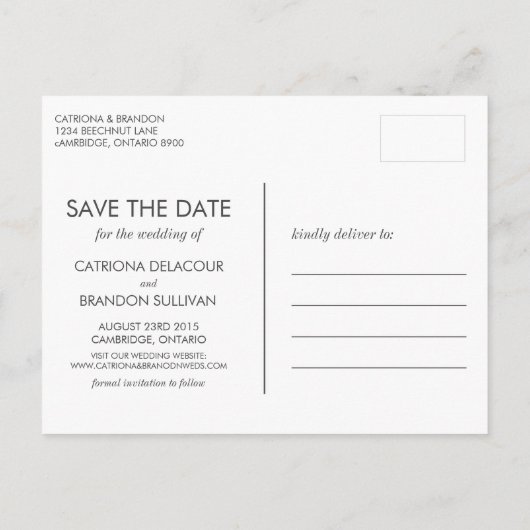 SCHWARZE WASSERFARBSPLASH SAVE THE DATE POSTCARD ANKÜNDIGUNGSPOSTKARTE (Rückseite)