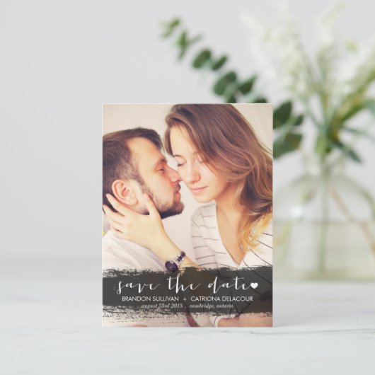 SCHWARZE WASSERFARBSPLASH SAVE THE DATE POSTCARD ANKÜNDIGUNGSPOSTKARTE (Stehend Vorderseite)