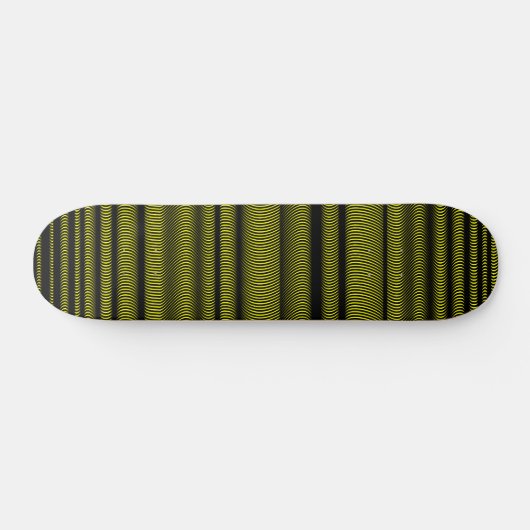 Schwarze Wavy Lines - auf gelb Skateboard (Horizontal)
