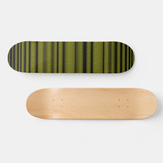 Schwarze Wavy Lines - auf gelb Skateboard (Horizontal)