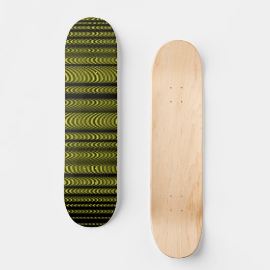 Schwarze Wavy Lines - auf gelb Skateboard (Vorderseite)