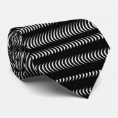 Schwarze Wavy Lines - auf Weiß Krawatte (Gerollt)