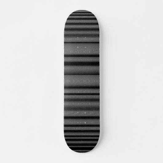 Schwarze Wavy Lines - auf Weiß Skateboard (Vorne)