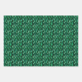 Schwarze Wavy-Linien auf grünem Wasser Geschenkpapier Set (Vorderseite)