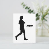Schwarze weibliche Silhouette Runner Painting Postkarte (Stehend Vorderseite)