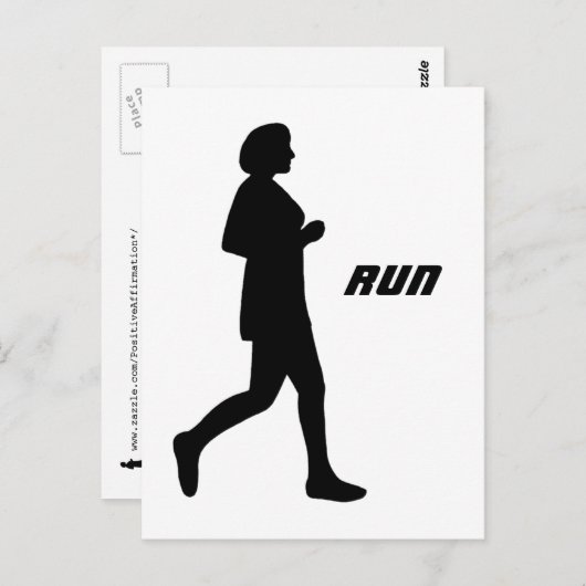 Schwarze weibliche Silhouette Runner Painting Postkarte (Vorne/Hinten)