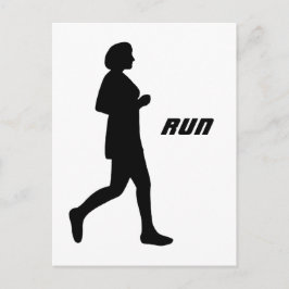 Schwarze weibliche Silhouette Runner Painting Postkarte