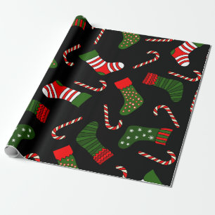 Schwarze Weihnachten-Strümpfe Geschenkpapier