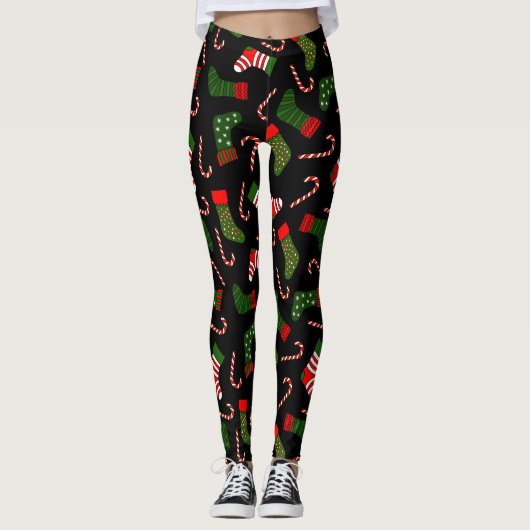 Schwarze Weihnachten-Strümpfe Leggings (Vorderseite)