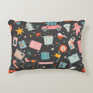 Schwarze Weihnachten: verziertes Vintages Muster. Dekokissen