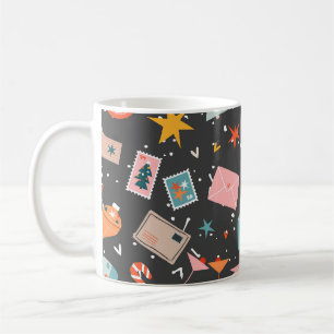 Schwarze Weihnachten: verziertes Vintages Muster. Kaffeetasse