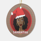 Schwarze weihnachtliche Weihnachtsmannmütze, rote Keramik Ornament (Links)